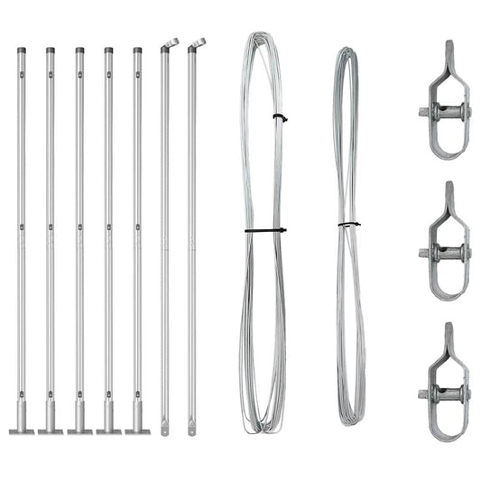 Zaunpfosten Manuell 7 pcs Silber Ø32mm 130 cm Verzinkter Stahl