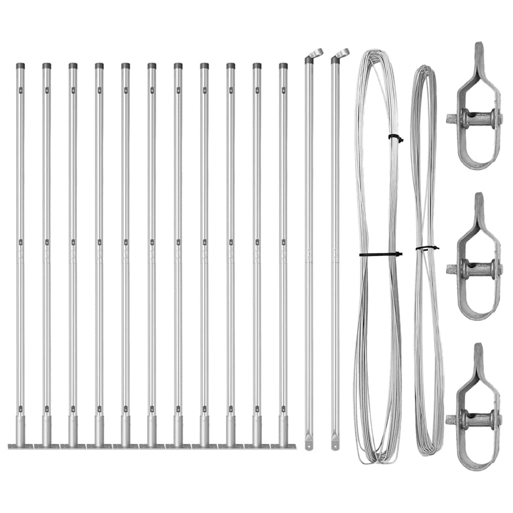 Zaunpfosten Manuell 13 pcs Silber Ø32mm 130 cm Verzinkter Stahl