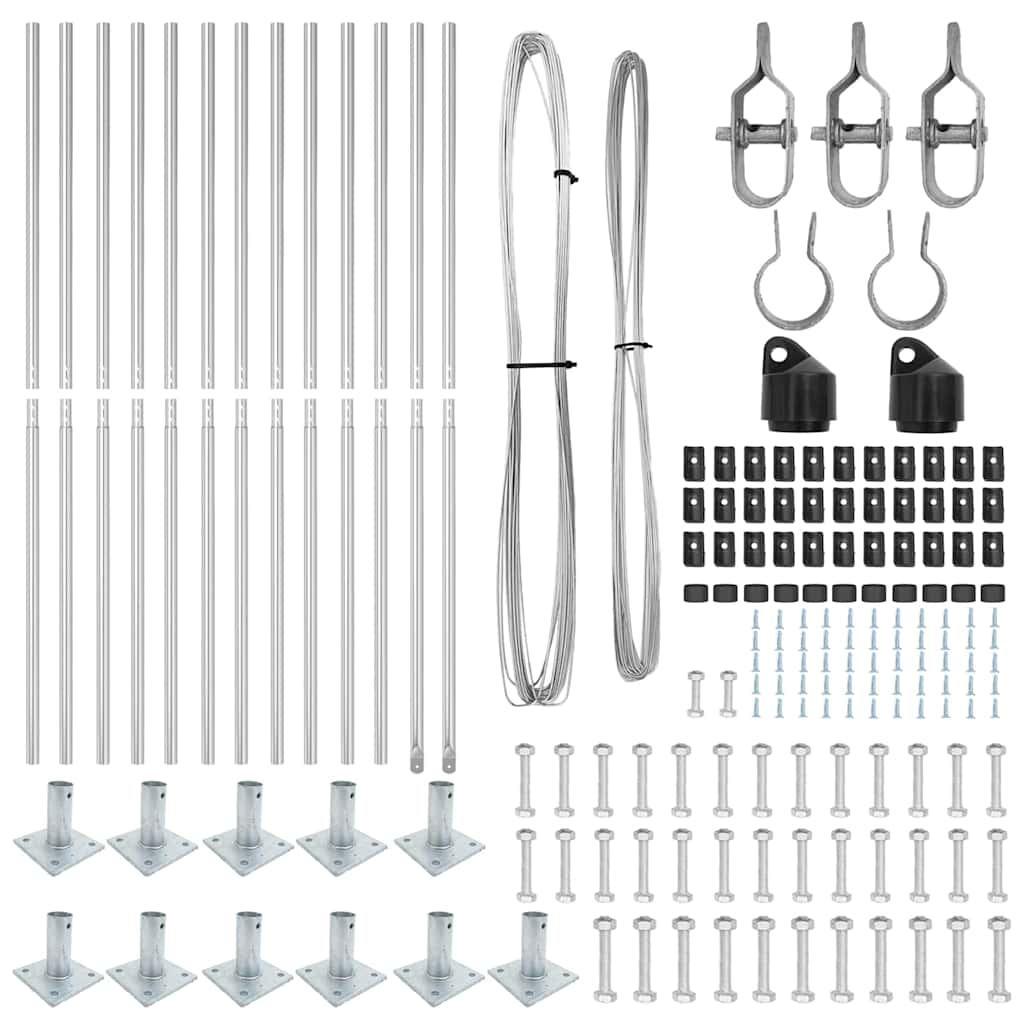Zaunpfosten Manuell 13 pcs Silber Ø32mm 130 cm Verzinkter Stahl