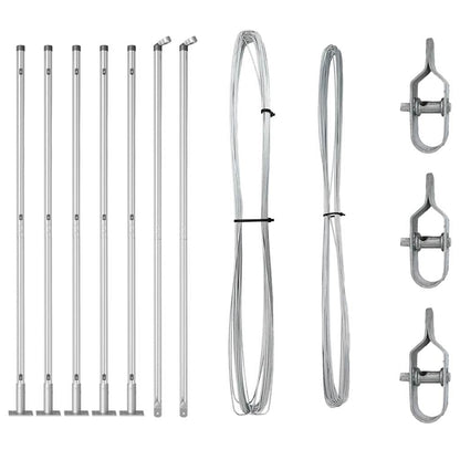 Zaunpfosten Manuell 7 pcs Silber Ø32mm 170 cm Verzinkter Stahl