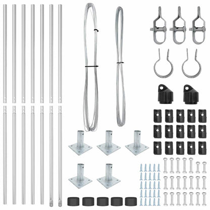Zaunpfosten Manuell 7 pcs Silber Ø32mm 170 cm Verzinkter Stahl