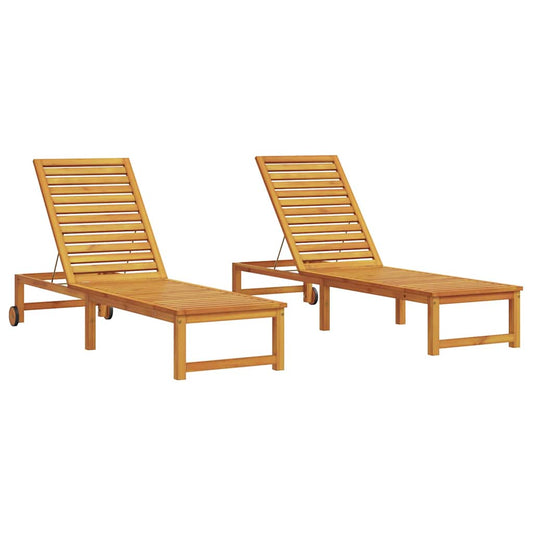 Sonnenliege 2 pcs Braun 53 x 202 x 89cm Massivholz Akazie