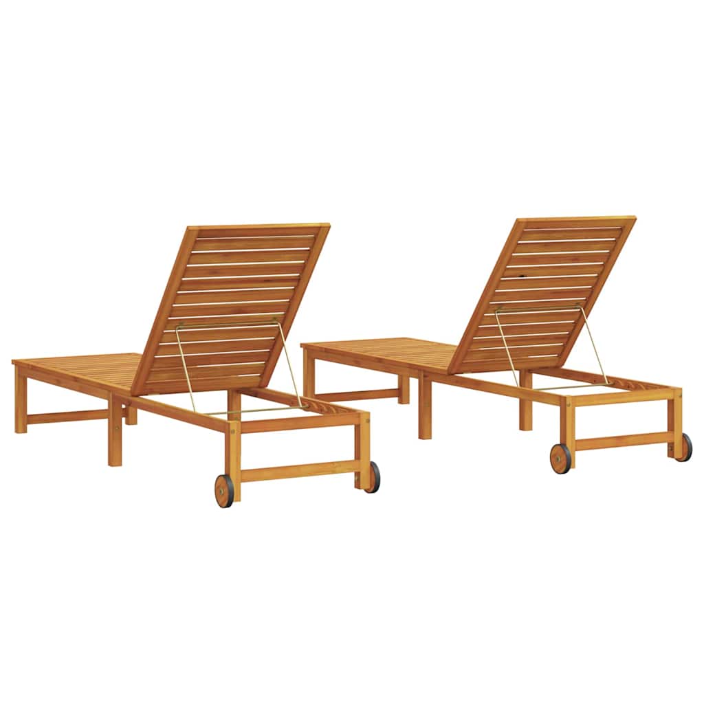 Sonnenliege 2 pcs Braun 53 x 202 x 89cm Massivholz Akazie