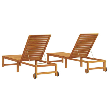 Sonnenliege 2 pcs Braun 53 x 202 x 89cm Massivholz Akazie