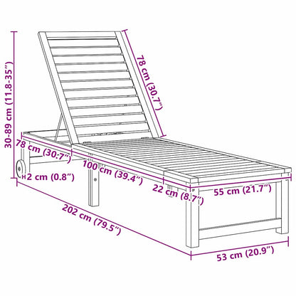 Sonnenliege 2 pcs Braun 53 x 202 x 89cm Massivholz Akazie