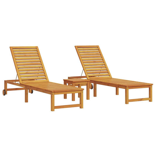 Sonnenliege 3 pcs Braun 35 x 35 x 34cm Massivholz Akazie
