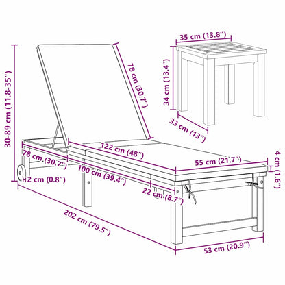 Sonnenliege 3 pcs Braun 35 x 35 x 34cm Massivholz Akazie