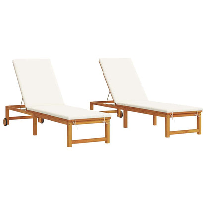 Sonnenliege 2 pcs Braun 53 x 202 x 89cm Massivholz Akazie