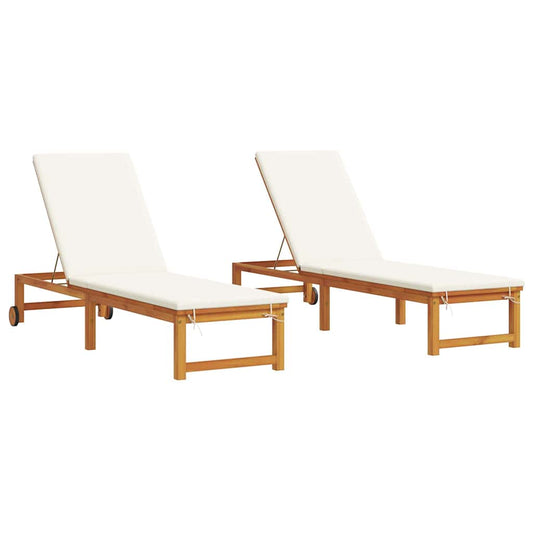 Sonnenliege 2 pcs Braun 53 x 202 x 89cm Massivholz Akazie