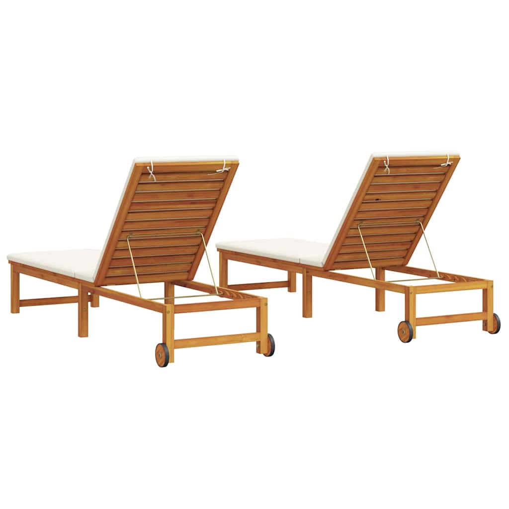 Sonnenliege 2 pcs Braun 53 x 202 x 89cm Massivholz Akazie