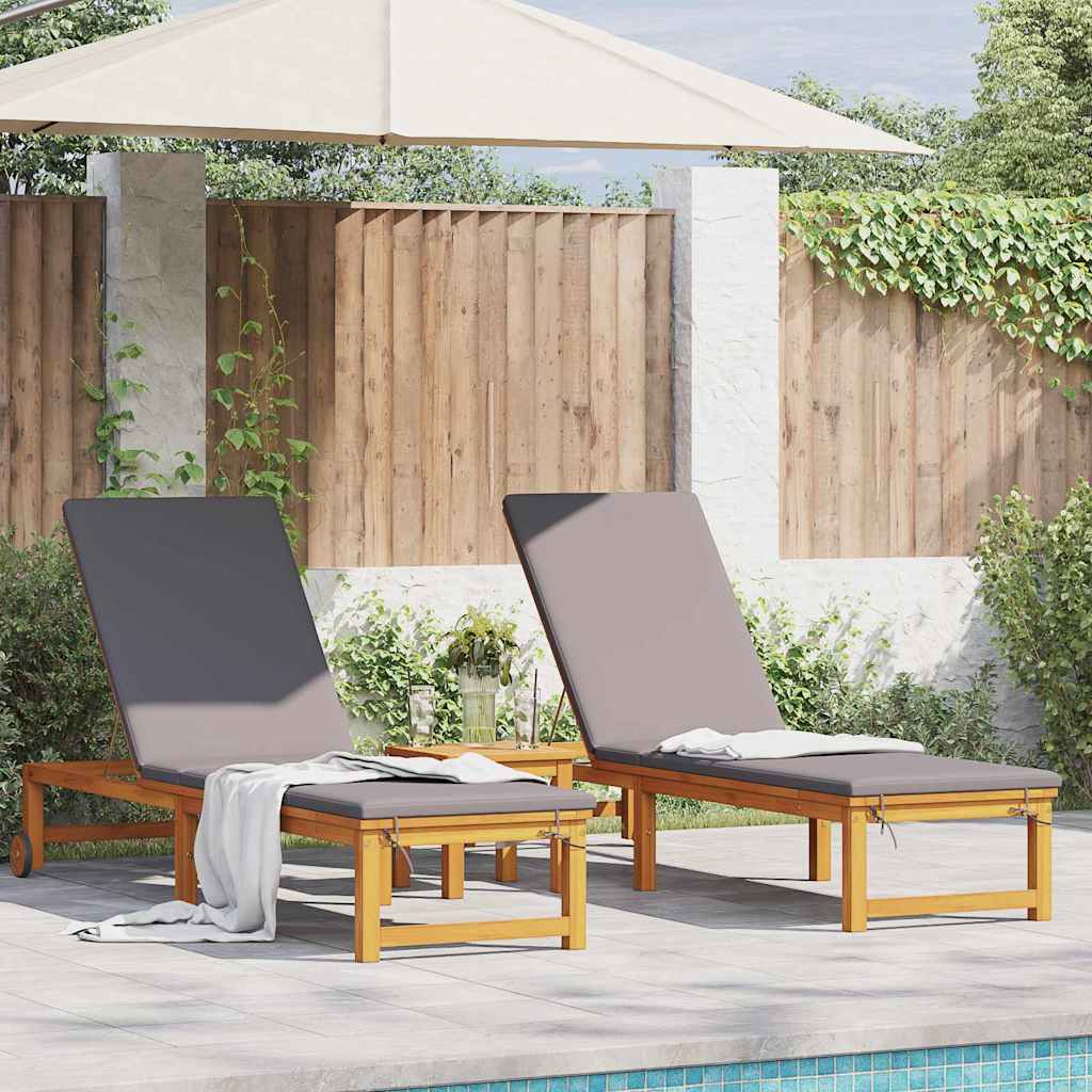 Sonnenliege 2 pcs Braun 53 x 202 x 89cm Massivholz Akazie