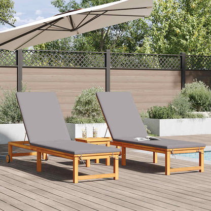 Sonnenliege 2 pcs Braun 53 x 202 x 89cm Massivholz Akazie
