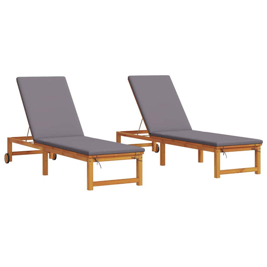 Sonnenliege 2 pcs Braun 53 x 202 x 89cm Massivholz Akazie