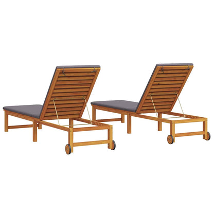 Sonnenliege 2 pcs Braun 53 x 202 x 89cm Massivholz Akazie