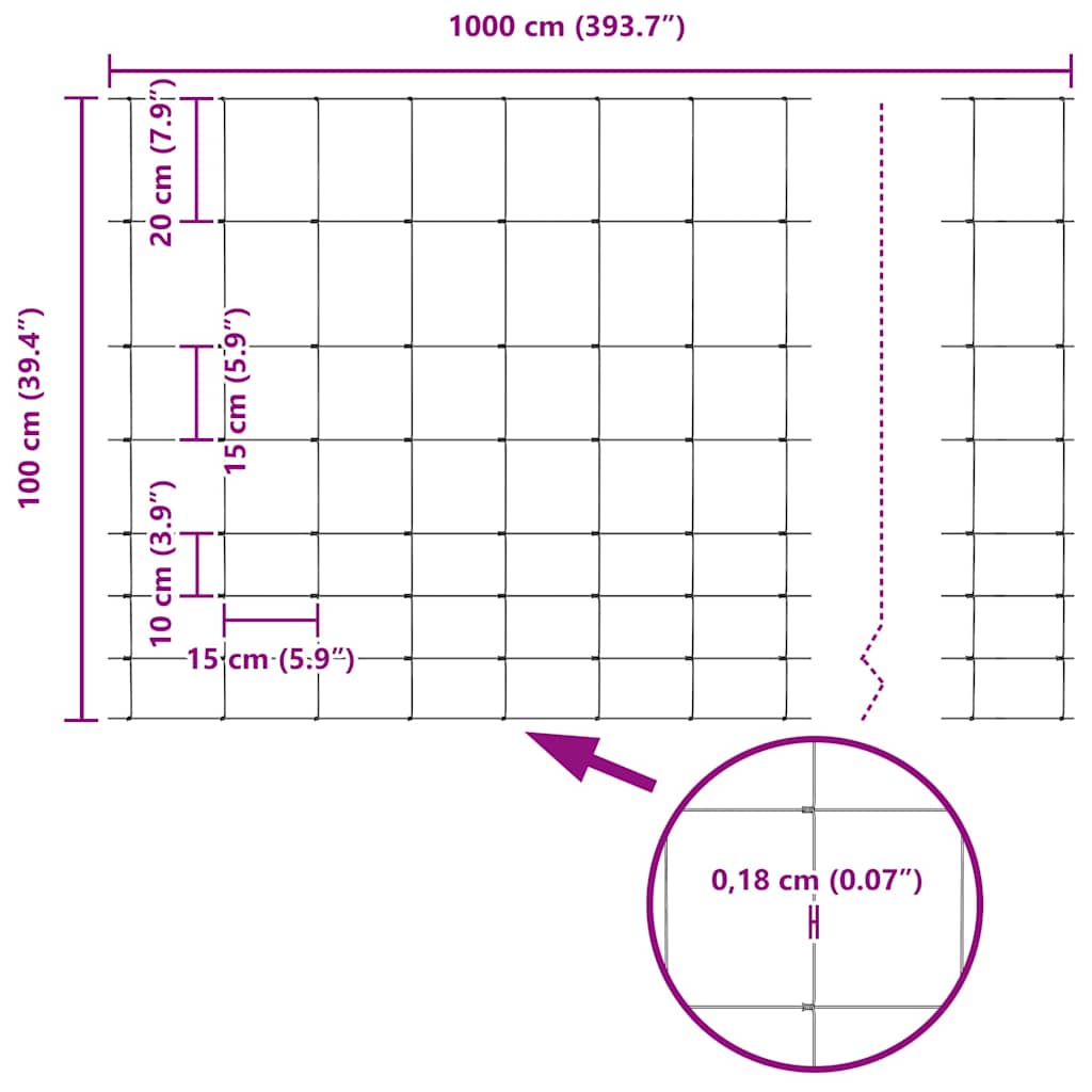 Wildzaun Grau 1 x 10 m Stahl