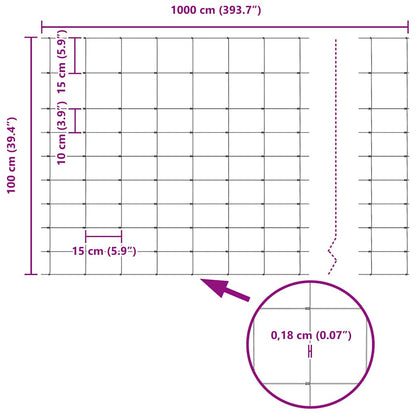 Wildzaun Grau 1 x 10 m Stahl
