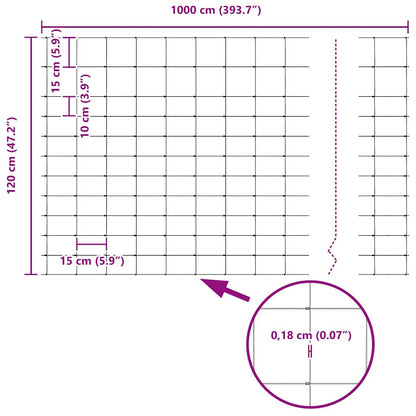 Wildzaun Grau 1.2 x 10 m Stahl
