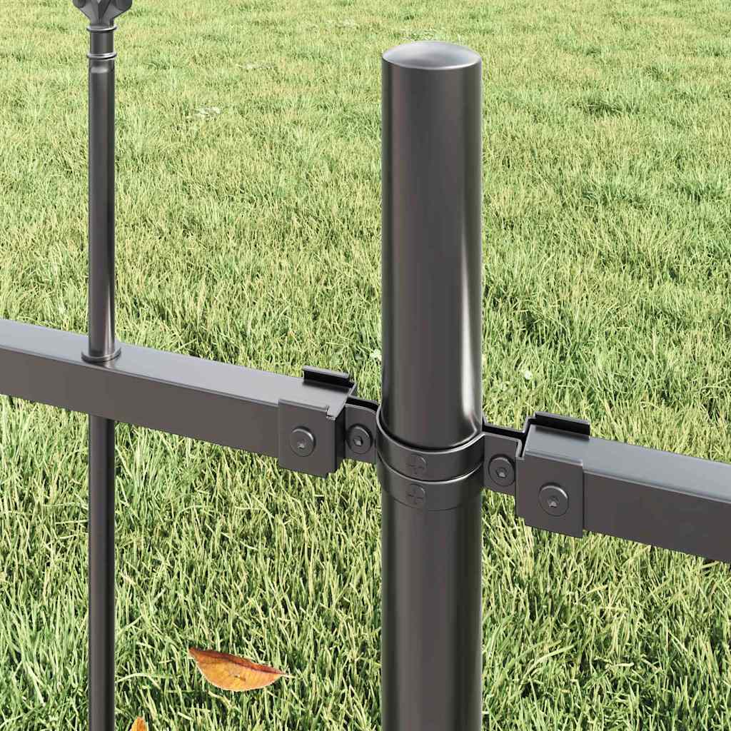 Gartenzaun Grau 1.7 x 0.6 m Pulverbeschichteter Stahl