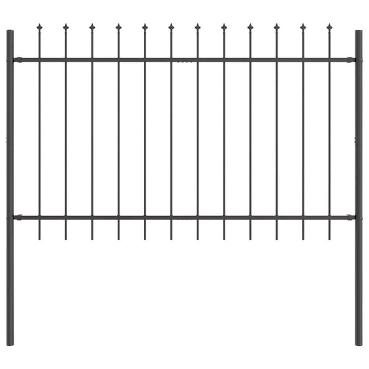 Gartenzaun Grau 1.7 x 0.8 m Pulverbeschichteter Stahl