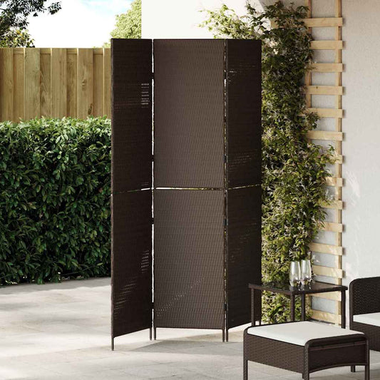 Raumteiler Falten Manuell Braun 146 x 180 cm Poly-Rattan