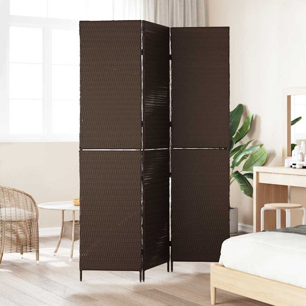 Raumteiler Falten Manuell Braun 146 x 180 cm Poly-Rattan