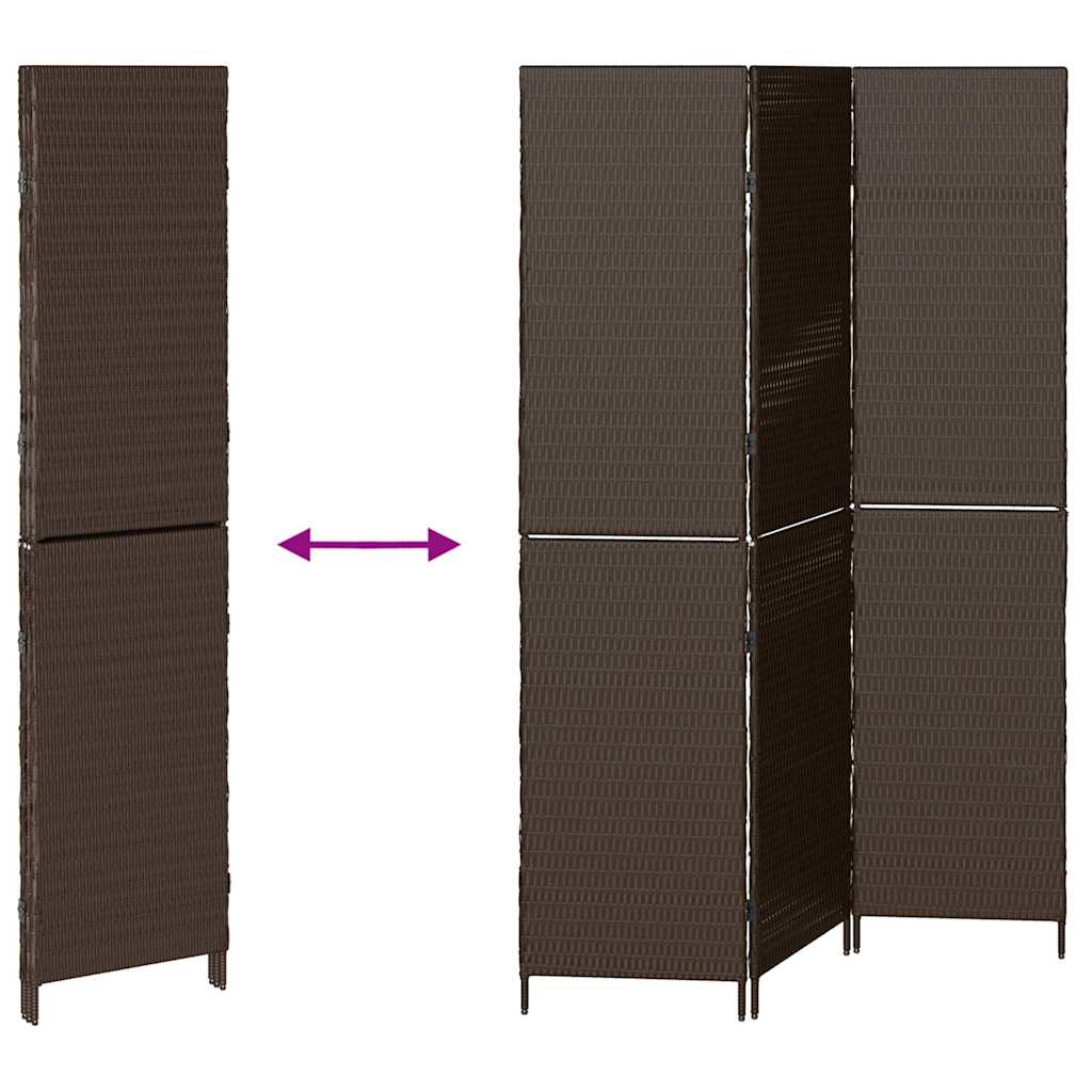 Raumteiler Falten Manuell Braun 146 x 180 cm Poly-Rattan