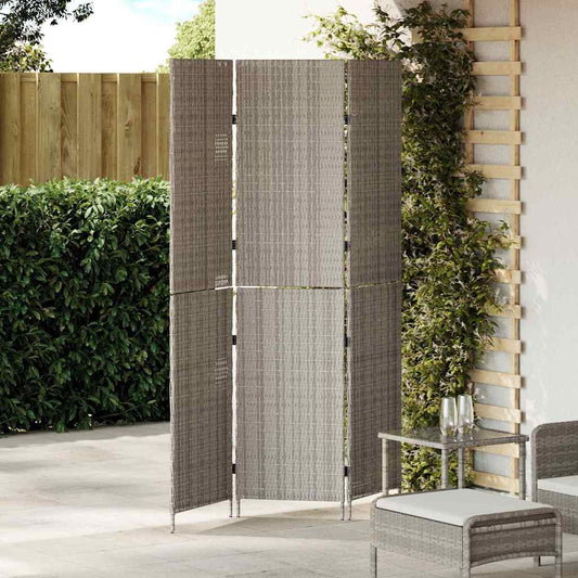 Raumteiler Falten Manuell Grau 147 x 180 cm Poly-Rattan