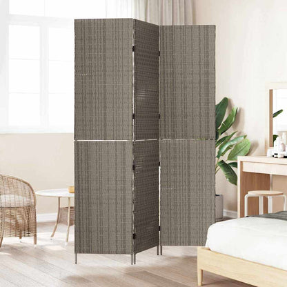 Raumteiler Falten Manuell Grau 147 x 180 cm Poly-Rattan