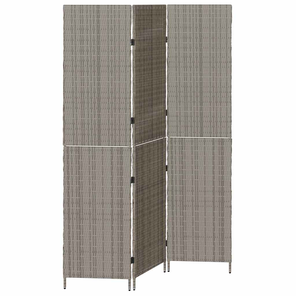Raumteiler Falten Manuell Grau 147 x 180 cm Poly-Rattan