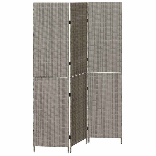 Raumteiler Falten Manuell Grau 147 x 180 cm Poly-Rattan