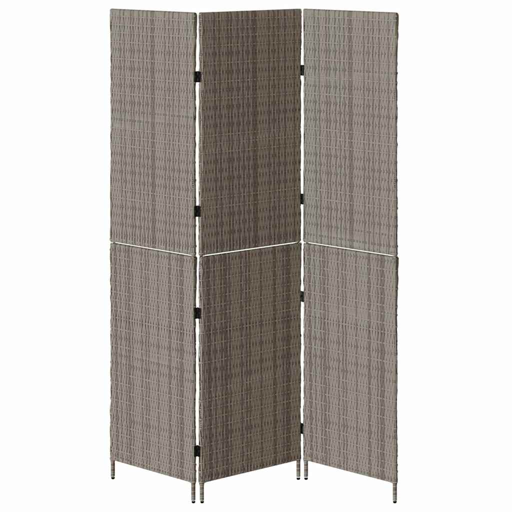 Raumteiler Falten Manuell Grau 147 x 180 cm Poly-Rattan