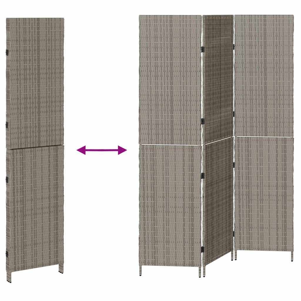 Raumteiler Falten Manuell Grau 147 x 180 cm Poly-Rattan