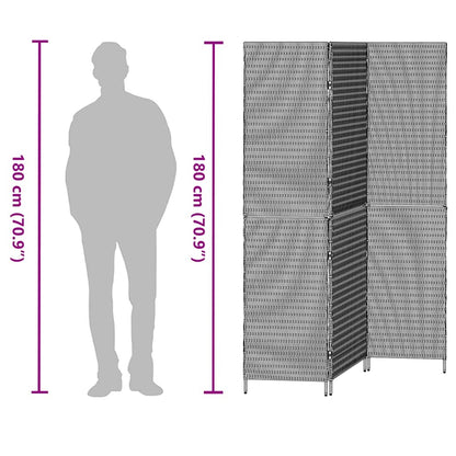 Raumteiler Falten Manuell Grau 147 x 180 cm Poly-Rattan