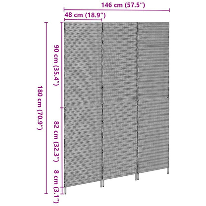Raumteiler Falten Manuell Grau 147 x 180 cm Poly-Rattan