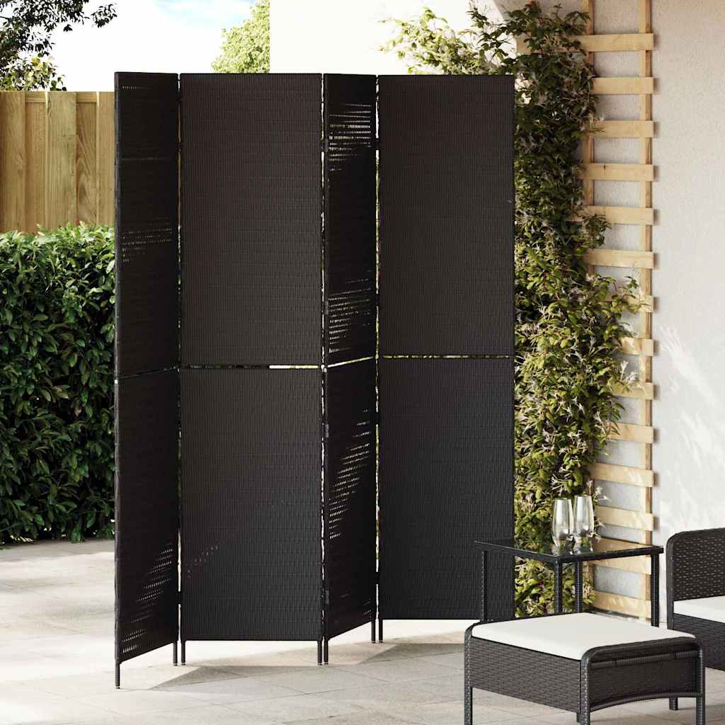 Raumteiler Schwarz 195 x 180 cm Poly-Rattan
