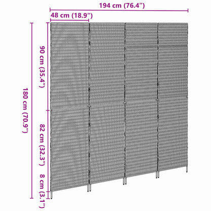 Raumteiler Schwarz 195 x 180 cm Poly-Rattan