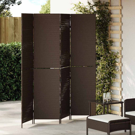 Raumteiler Falten Manuell Braun 195 x 180 cm Poly-Rattan