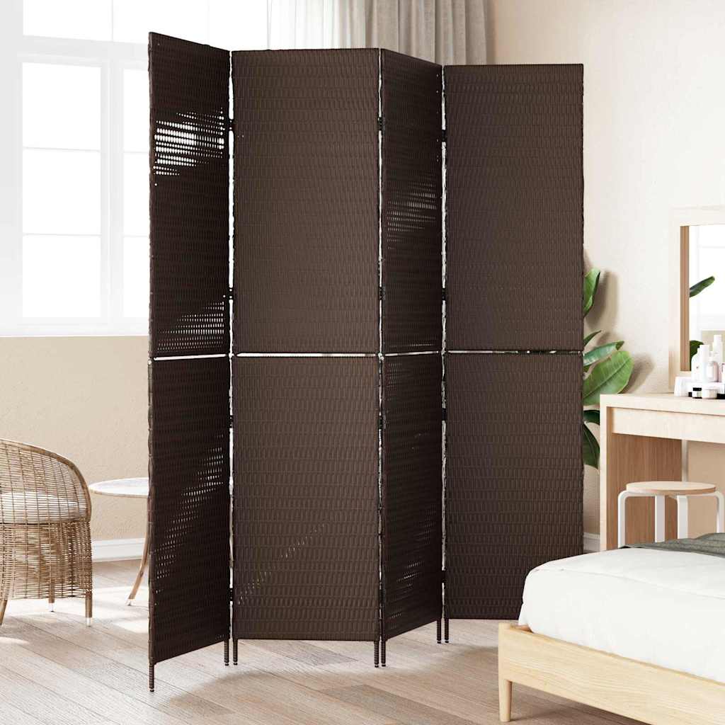 Raumteiler Falten Manuell Braun 195 x 180 cm Poly-Rattan