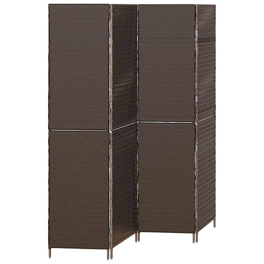 Raumteiler Falten Manuell Braun 195 x 180 cm Poly-Rattan