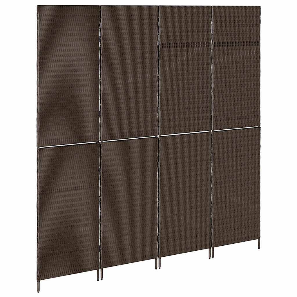 Raumteiler Falten Manuell Braun 195 x 180 cm Poly-Rattan