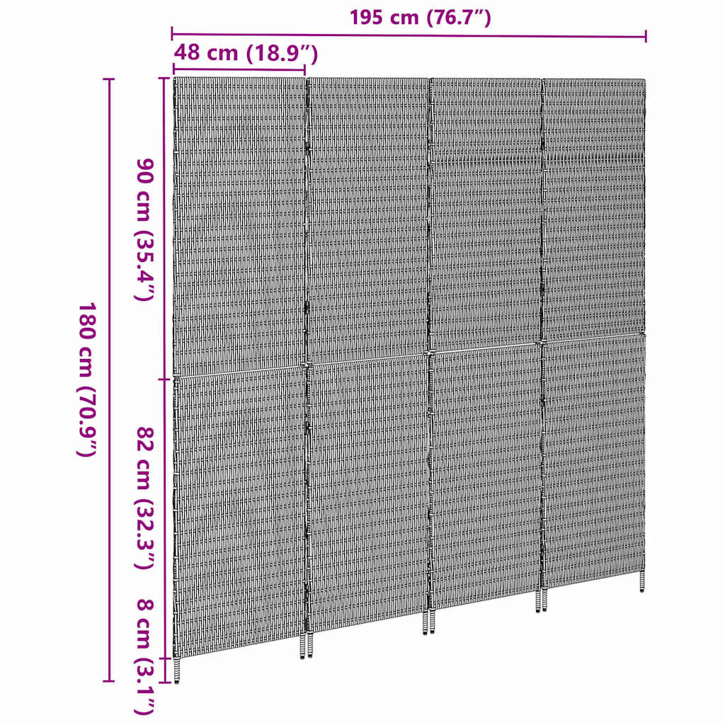 Raumteiler Braun 195 x 180 cm Poly-Rattan