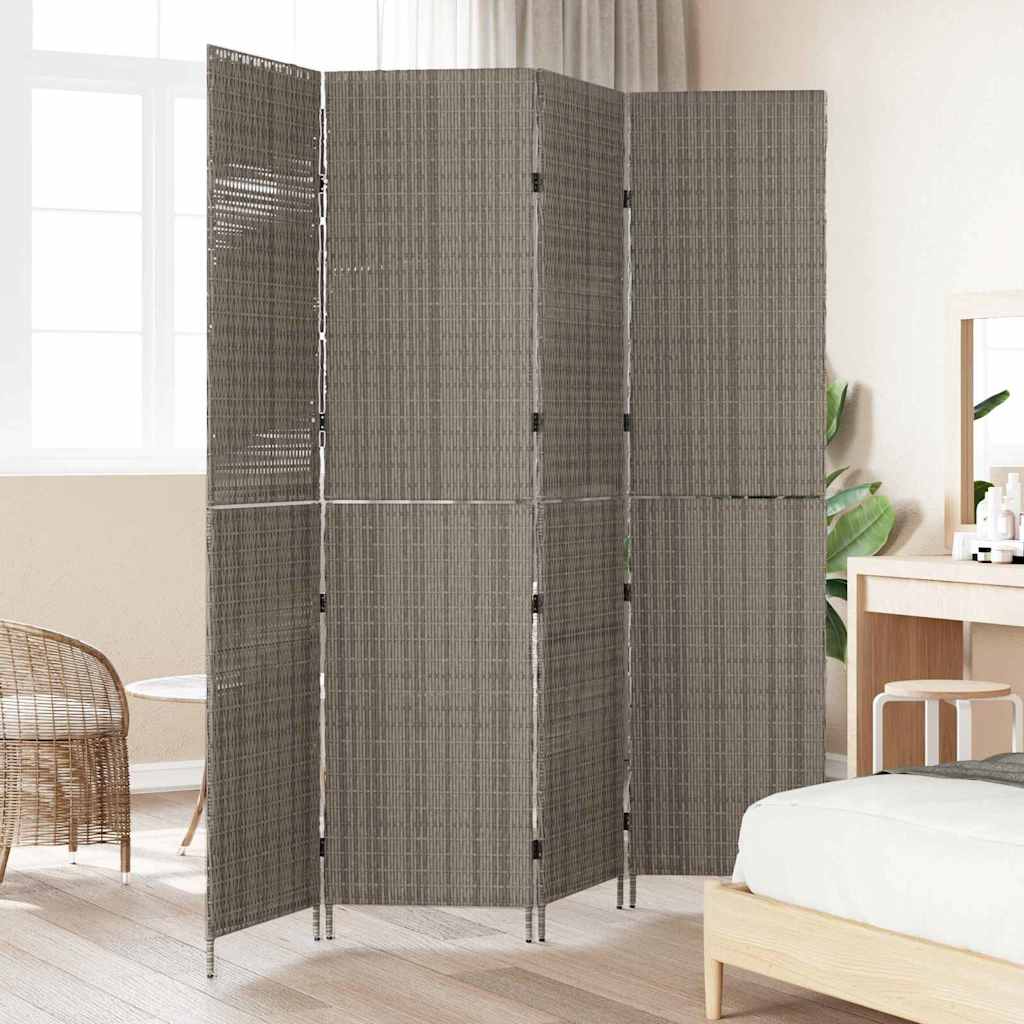 Raumteiler Falten Manuell Grau 195 x 180 cm Poly-Rattan