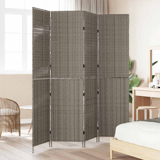 Raumteiler Falten Manuell Grau 195 x 180 cm Poly-Rattan