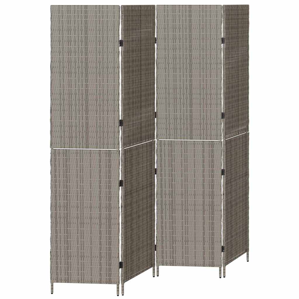 Raumteiler Falten Manuell Grau 195 x 180 cm Poly-Rattan
