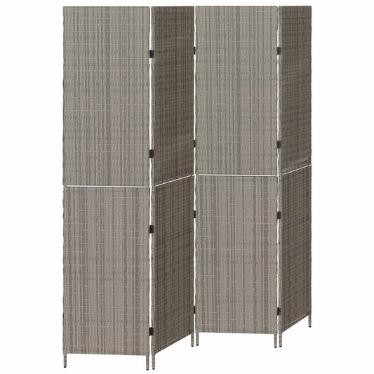 Raumteiler Falten Manuell Grau 195 x 180 cm Poly-Rattan