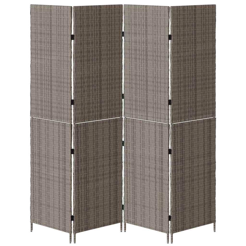 Raumteiler Falten Manuell Grau 195 x 180 cm Poly-Rattan