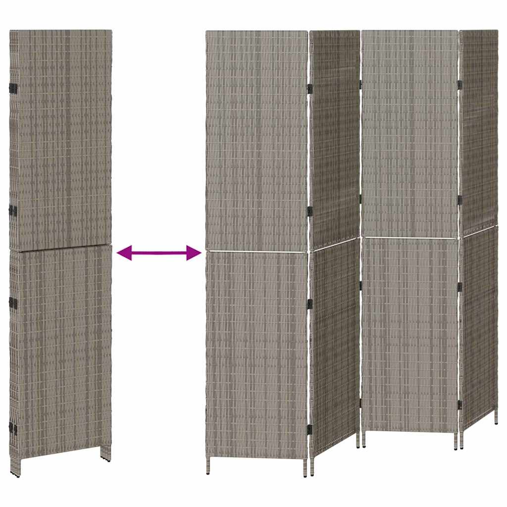 Raumteiler Falten Manuell Grau 195 x 180 cm Poly-Rattan