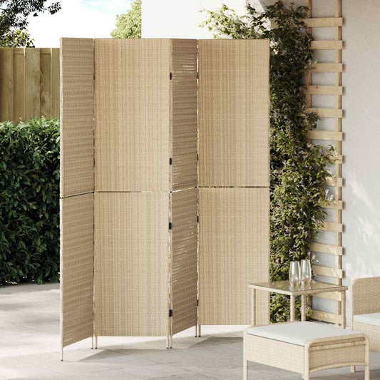 Raumteiler Falten Manuell Beige 196 x 180 cm Poly-Rattan