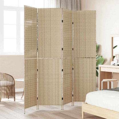 Raumteiler Falten Manuell Beige 196 x 180 cm Poly-Rattan