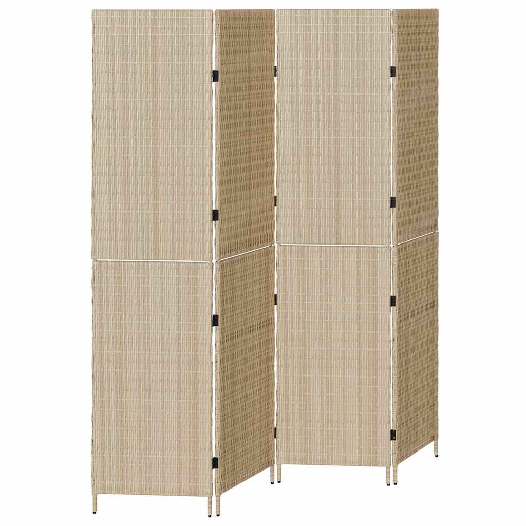 Raumteiler Falten Manuell Beige 196 x 180 cm Poly-Rattan